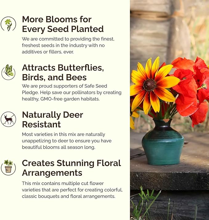 Eden Brothers Missouri Wildflower Mixed Seeds for Planting, 1 lb, 480,000+ Seeds with Lupine, Coreopsis | Attracts Pollinators, Plant in Spring or Fall, Zones