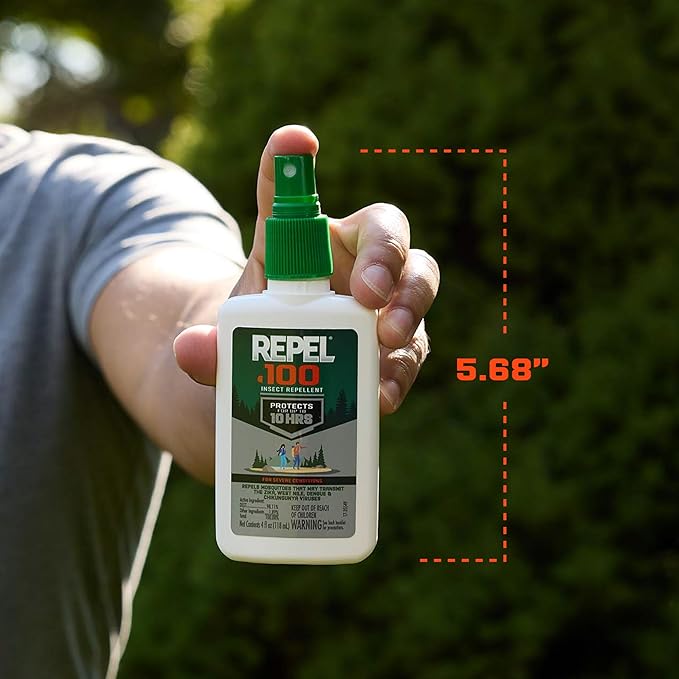 Repel 100 Insect Repellent, 4 Ounces, With DEET, 10-Hour Protection Long-Lasting Insect Repellent Pump Spray Repels Mosquitoes, Ticks, Gnats, Biting Flies, Chiggers And Fleas, 6 Pack