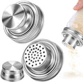 Palksky Stainless Steel Shaker Spice Lids for Regular Mouth Mason Jars, 2 Pack Mason Canning Caps for Spices Coriander Seed Garlic/Rosemary Powder