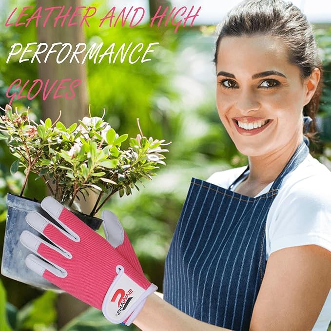 SAWANS Leather Gardening Gloves for Women/Men Ladies Working Gloves Thorn Proof Rigger Garden Gloves Safety work gloves