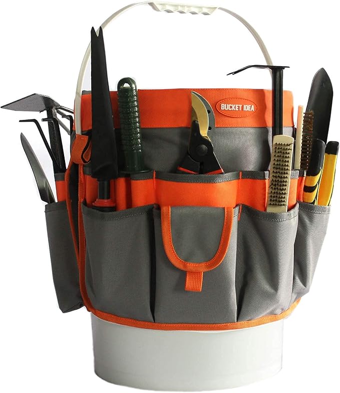 MELOTOUGH Bucket Idea Bucket Tool Organizer With 35 Pockets Fits to 3.5-5 Gallon Bucket (Orange) …