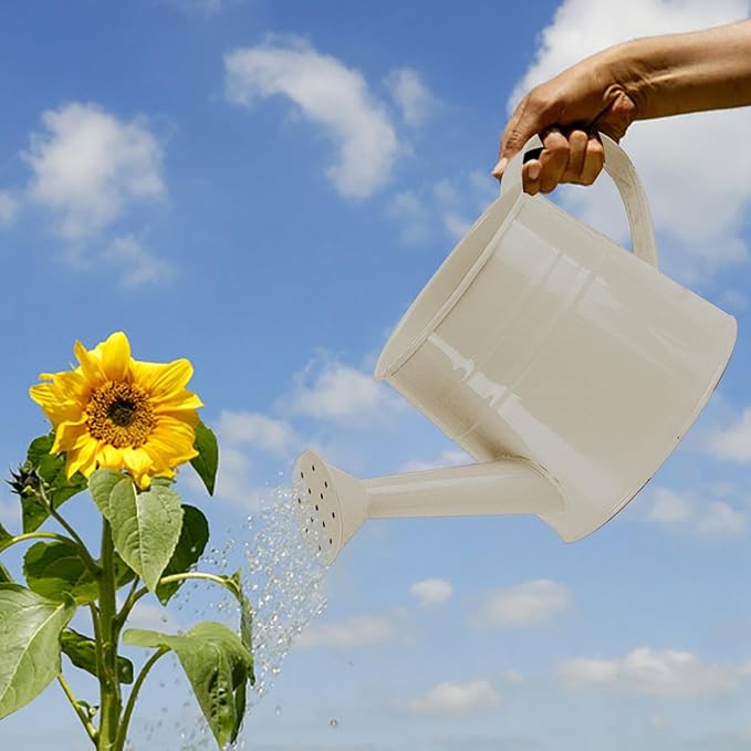 Tinplate Watering Kettle, 1L Metal Garden Watering Can, Vintage Sprinkling Can for Flowers, Indoor & Outdoor Plants, Lawn & Garden Irrigation Tool (White)