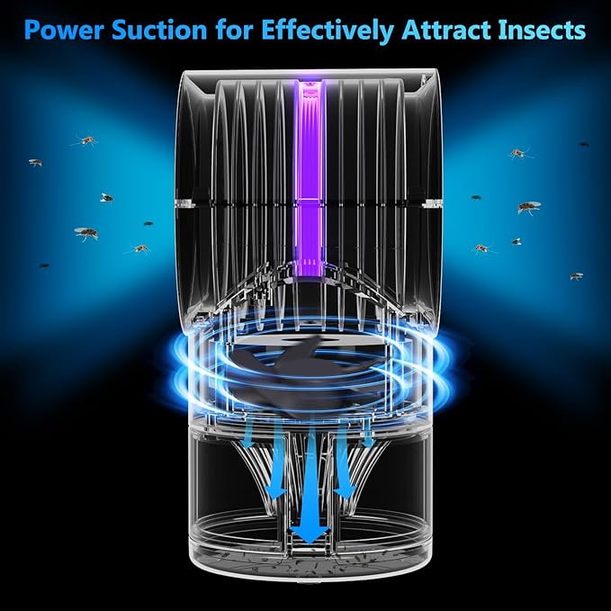 Fly Trap Indoor,Fruit Fly Traps for Indoors Mosquito Trap Indoor Insect Trap with Suction, Time Setting, Bug Light & 10 Pcs Sticky Glue Boards (White)