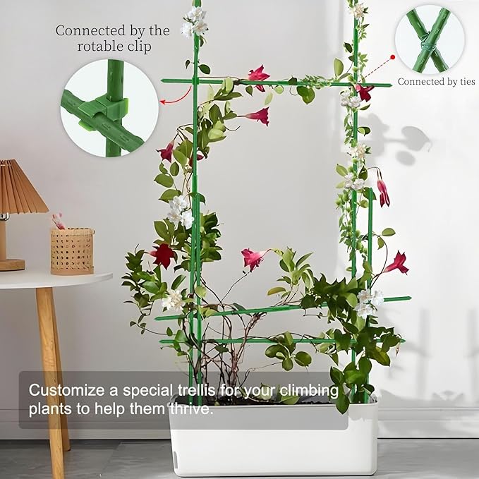 Sturdy Garden Stakes 18 Inch SupKing DIY 3/4/5/6/7ft Tomato Support Stake Green Plastic Coated Metal Tall Plant Stick Poles Plants Trellis for Indoor Outdoor Climbing Cucumber Chili Eggplant