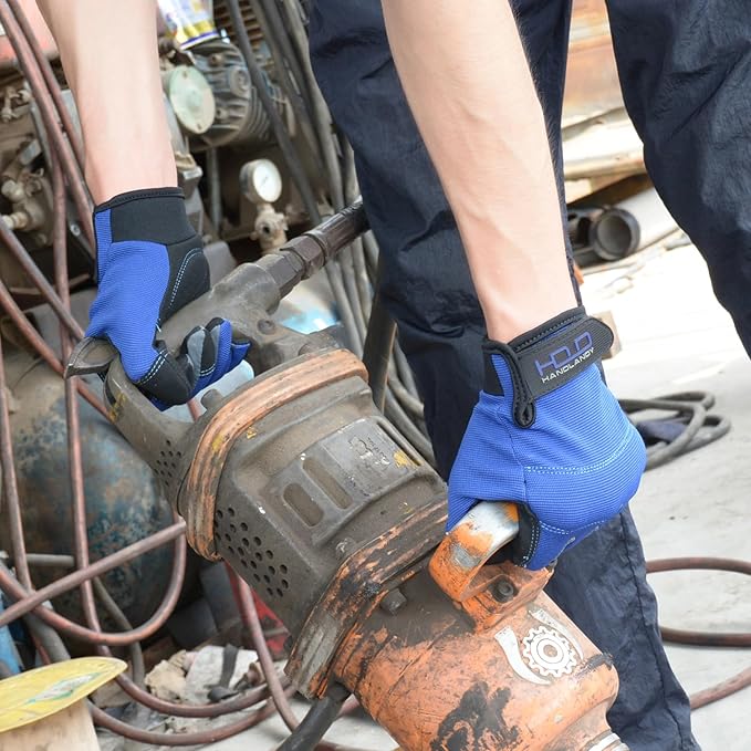 HANDLANDY Work Gloves for Men & Women, Utility Mechanic Working Gloves Touch Screen, Flexible Gardening Gloves for Yard