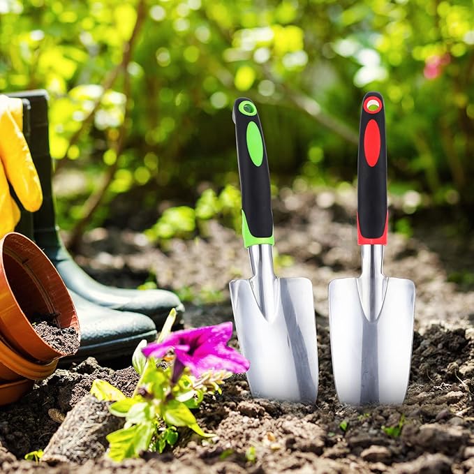 Yaocom 36 Pcs Garden Shovel Aluminum Alloy Heavy Duty Trowel Small Digging Shovels Metal Hand Trowel Spade with Soft Handle for Garden Lawn Yard Planting Tool (Wide Shovel,Mixed Colors)
