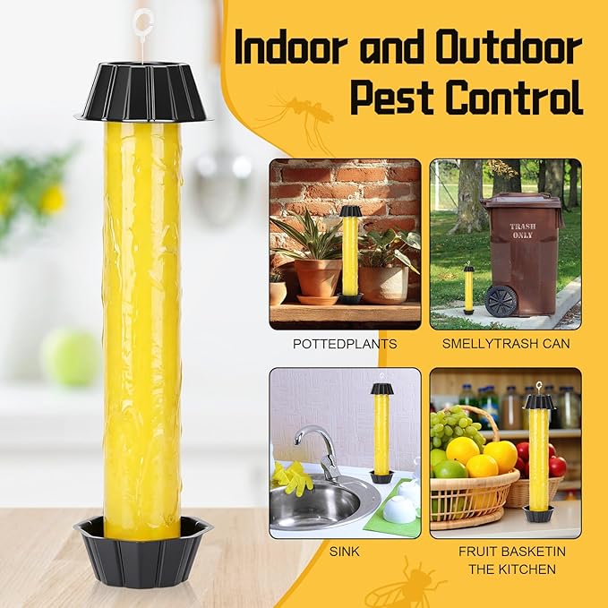 Qualirey 12 Pcs Fly Traps for Indoor Outdoor Hanging Fruit Fly Trap Sticky Mosquito for Home Insect 10 x 2.5 Inches