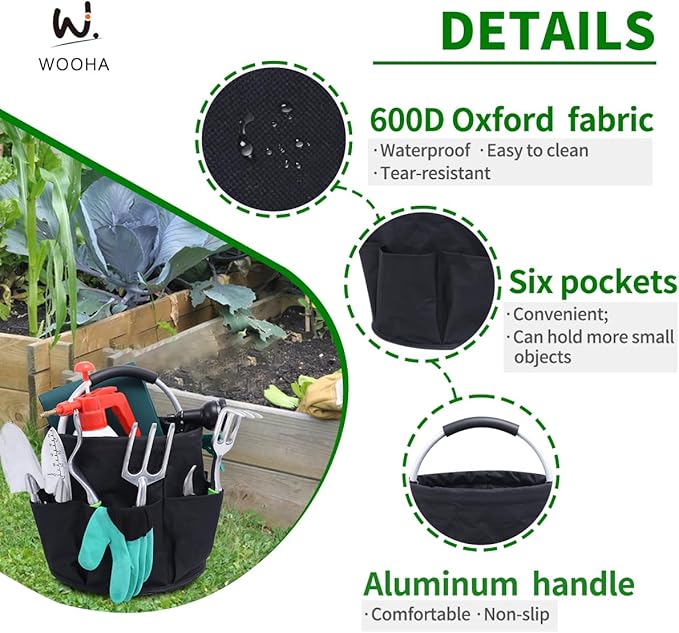 Wooha Tool Organizers Bag 17L Collapsible Tool Bag Laundry Organizer Outdoor Camping Garden Harvest Basket Home Bathroom Storage Bath Wash Bag（Black）