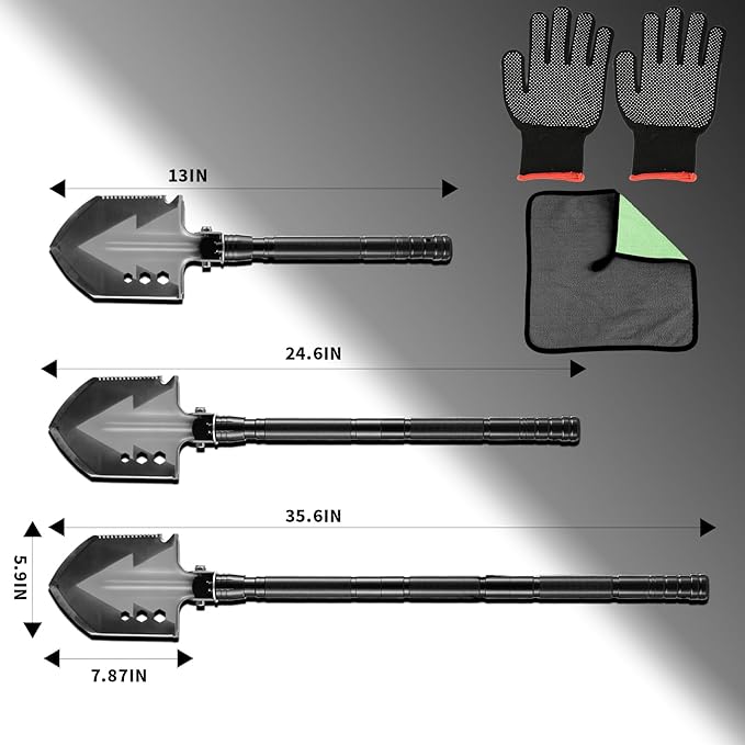 Camping Foldable Digging Shovel,MultiTool Steel Tactical Kit, Military Survival Shovel, Military Survival Gear Car, Emergency Compact, Off-Road Heavy Duty (Axe+Shovel Set)