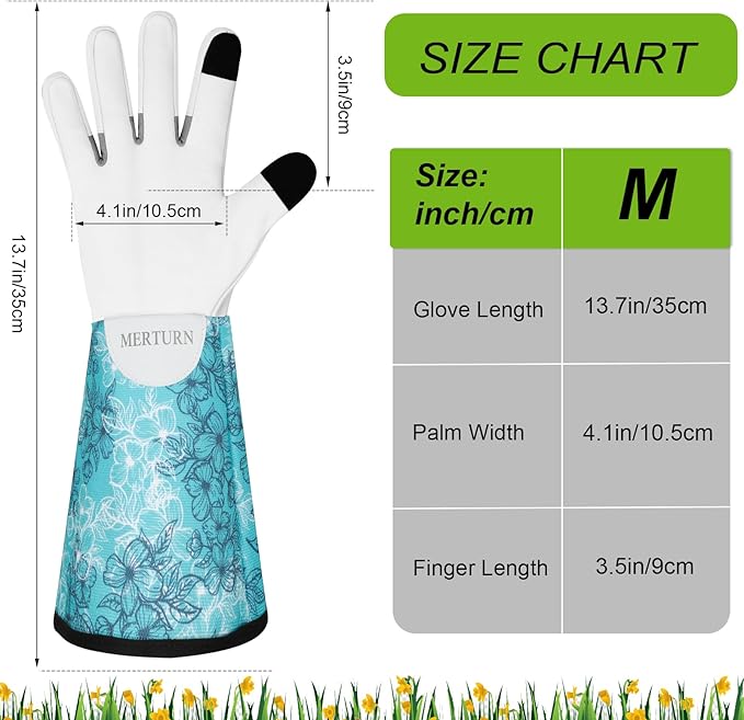 Leather Long Gardening Gloves for Women Thorn Proof Garden Gloves Yard Working Gloves