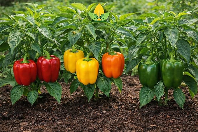 Sweet Bell Pepper Seeds Collection – Red Yellow Orange Green Bell Peppers – Vegetable Seeds for Home Garden Raised Beds & Containers