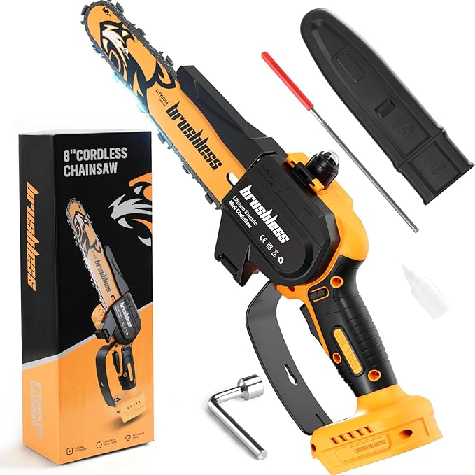 8 Inch Mini Chainsaw Compatible for De-walt Battery 20V MAX Handheld Electric Chainsaws,Battery Powered Portable Small Pruning Chain Saw for Tree Pruning Wood Cutting Trimming(ONLY TOOL)