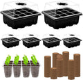 ZeeDix 6 Set Seed Starter Tray Kits, 6 Pack Seed Trays with 90 Pack Coco Coir Pellets, Adjustable Humidity Germination Tray with Dome Lids for Indoor Plants, Mini Greenhouse for Vegetables Garden