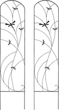Sunnydaze 56-Inch Dragonfly Delight Outdoor Plant Trellis - Metal Garden Trellis for Climbing Plants - Set of 2 - Black
