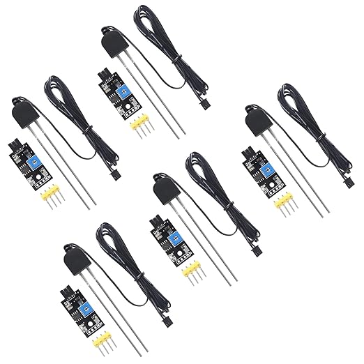 ACEIRMC Soil Moisture Sensor, Icstation Humidity Detector, with Corrosion Resistant Probe, Digital Analog Signal Output for Arduino Raspberry Pi Garden Automatic Watering System (5set)