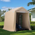 ADVANCE OUTDOOR 6x8 ft Outdoor Portable Storage Shelter Shed with 2 Roll up Zipper Doors & Vents Carport for Motorcycle Waterproof and UV Resistant Portable Garage Kit Tent, Beige