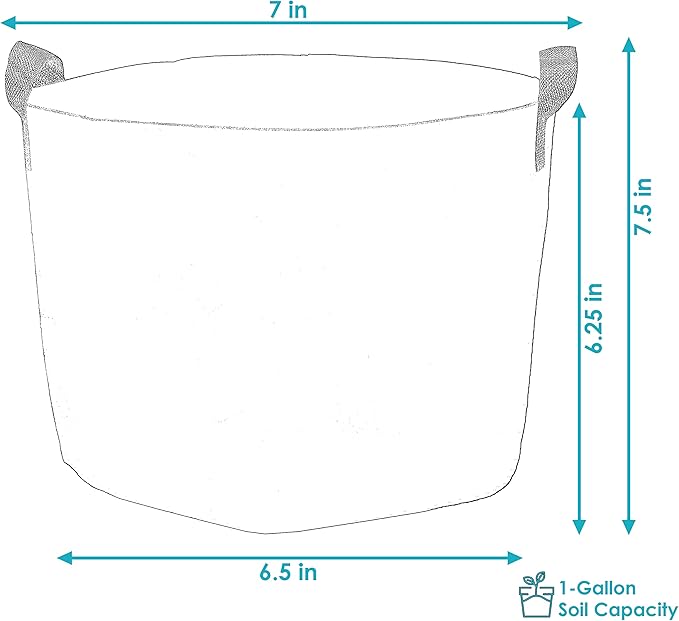 Sunnydaze 5-Pack of 1-Gallon Garden Grow Bags for Vegetables - Black 300 GSM Non-Woven Polypropylene Felt Fabric Flower Pots and Planters with Handles - Gardening Containers