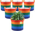 6 Pack 5 Gallon Grow Bags, Heavy Duty Thickened Colorful Nonwoven Plant Fabric Pots with Handles, Five-Color Tone Garden Plant Bags for Fruits Vegetables Flowers Herb