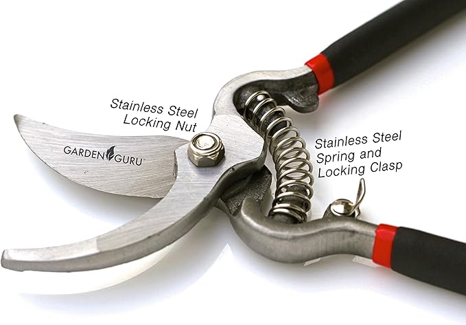 Garden Guru Classic Bypass Pruning Shears Clippers – Heavy Duty Forged Steel Pruners – Non Slip Comfort Grips – Cuts up to 1” Diameter – Professional Bypass Pruners Black - 1 Case (60 Pcs)