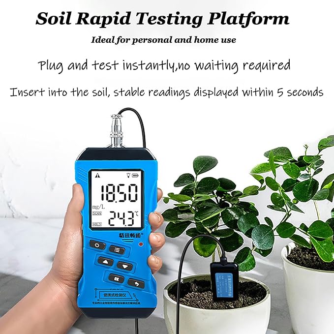 7 in 1 Soil Tester, NPK Nutrient PH Moisture Conductivity EC Meter, High Accuracy Digital Sensitive Fertility Test
