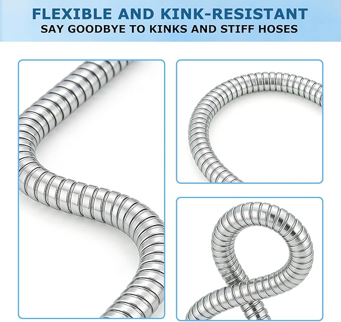 Short Stainless Steel Metal Garden Hose 10 ft, 3/4" Female to Male Solid Brass Connector, Small Leader Hose for Hose Reel, Durable, Flexible, Lightweight, Outdoor Water Hose Extension Adapter