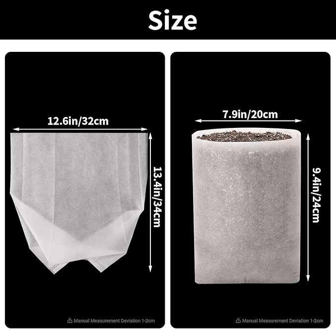 Fabric Grow Bags - 12.6x13.4 inches Breathable Seed Starter Plant Grow Bags for Seedling Pots, Nursery Pots for Plants, 50pcs