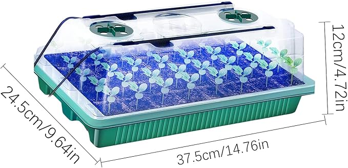 Seed Starter Trays with Grow Lights & Humidity Dome, 40 Cells Self-Watering Seed Starter Kit, Mini Greenhouse Plant Germination Tray & Gardening Supplies