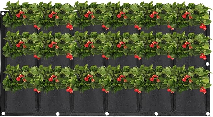 ZOENHOU 2 Pack Total 36 Roomy Pockets Horizontal Garden Planter, Waterproof Wall-Hanging Flower Pot Bags, Felt Wall Mount Balcony Planter Pouch for Herbs, Succulent, Flowers and Vegetables