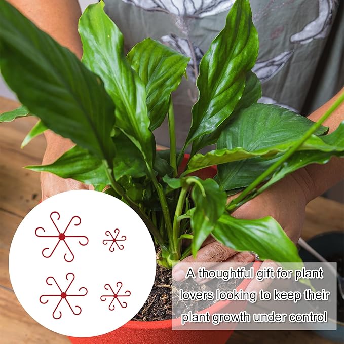 4pcs Plant Stem Supports, Plastic Houseplant Climbing Holders Stabilizer Reusable Small Climbers Flower Plant Stakes Trellis Stem Hook Growth Accessories for Indoor Monstera (Red)