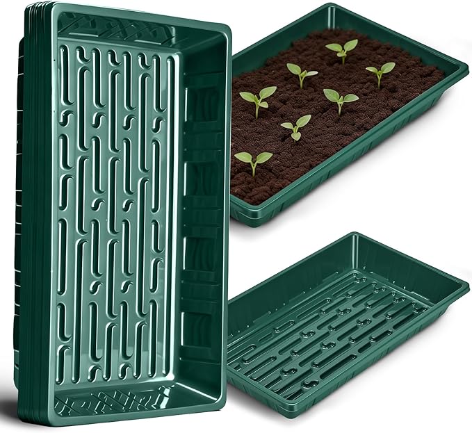 5 Pack 1017 Plant Growing Trays Seed Starting Trays Plant Tray Microgreens Growing Trays Plastic Trays for Plants, No Holes