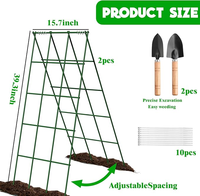 No Assembly Required Cucumber Trellis,2 Pack Trellis for Cucumbers,Outdoor Raised Bed Climbing Plant Support,A-Frame Garden Frame,Used for Vegetables,peas,Tomatoes,Squash,Melon and Fruit Frame