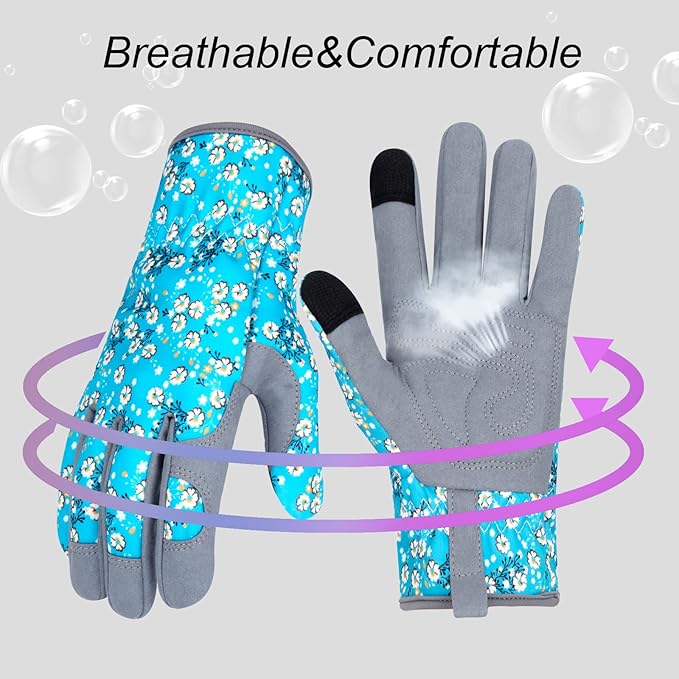 Leather Gardening Gloves for Women Thorn Proof Garden Gloves Touch Screen Working Gloves Gifts
