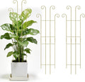 3 Set Tall Trellis for Potted Plants Indoor, 32'' Expandable Garden Metal Trellis for Climbing Plants Outdoor, Monstera Plant Support for Hoya, Vine, Ivy Pothos (Gold)