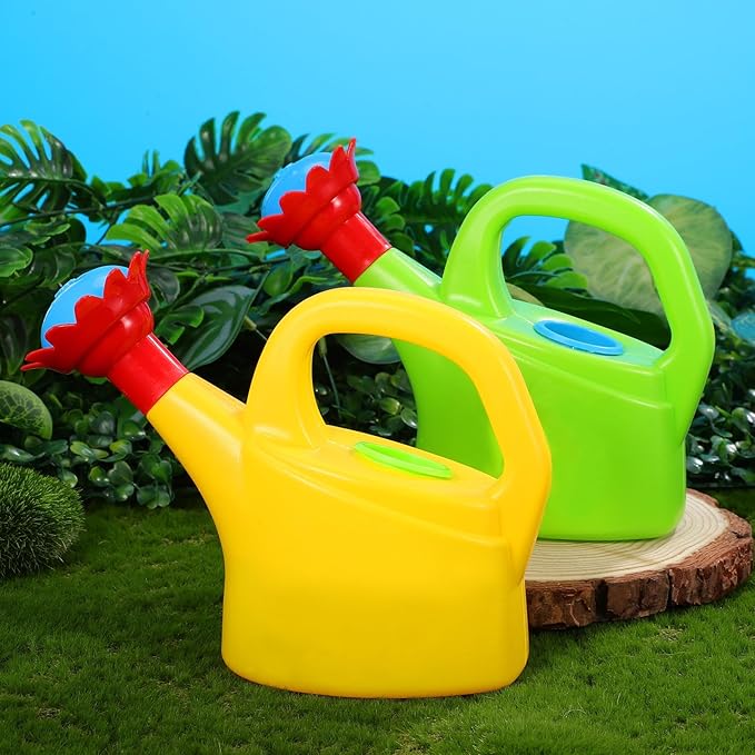 TOYANDONA 2pcs Toy Watering Can for Kids - Small Plastic Watering Cans Garden Flower Water Pot for Spring Summer Outdoor Bath Beach Sand Toys (Random Color)