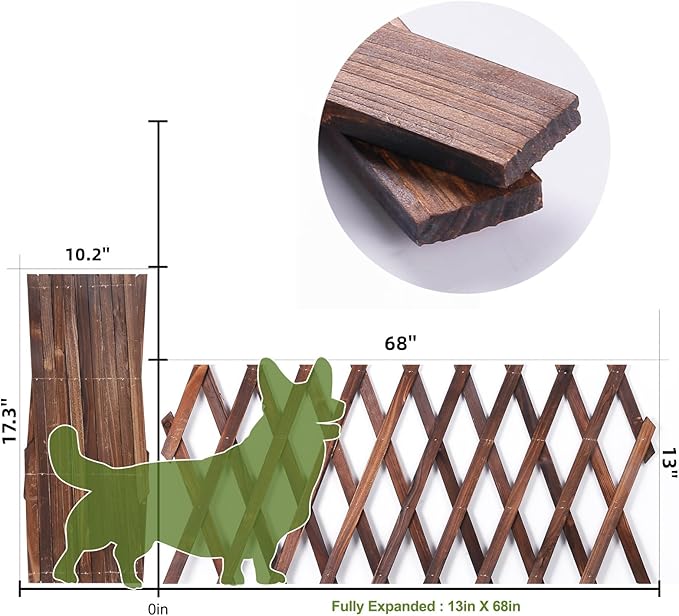 Expandable Garden Trellis, Wooden Lattice Wall Fence Trellis for Climbing Plants Ivy Vine Rose Clematis 13" x 68" for Outdoor Garden Patio Room Decor (1)