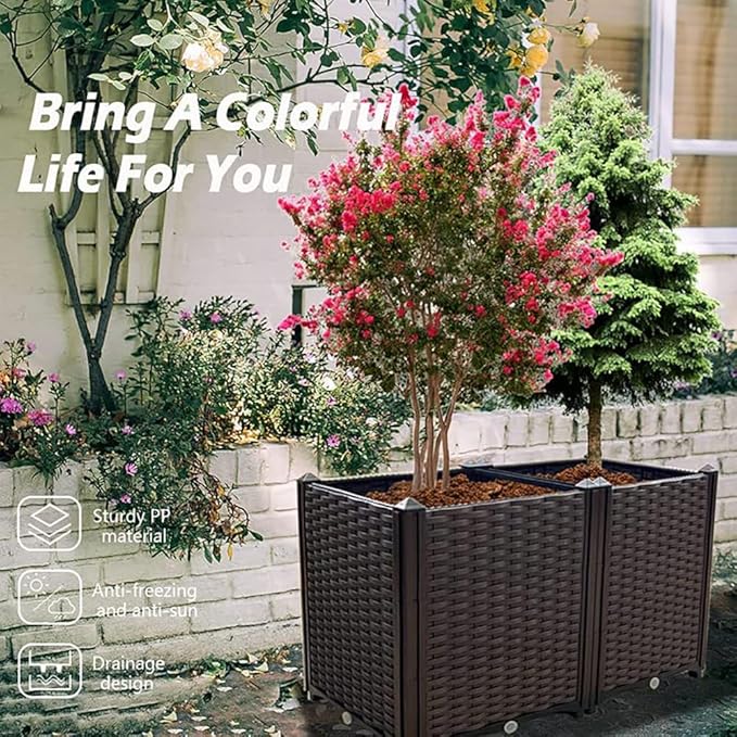 Raised Garden Beds Planters for Outdoor Plants Box Plastic Elevated Garden Bed Kit for Vegetables Flowers Herbs in Backyard Patio Balcony