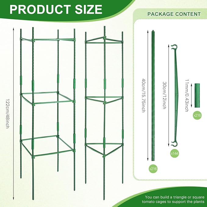 24 Sets 48 Inch Tomato Cage for Garden Adjustable Plants Tomatoes Stakes Support Cages Trellis Expandable Plant Cage Vegetable Support Trellis Stakes for Vertical Climbing Plants Flowers