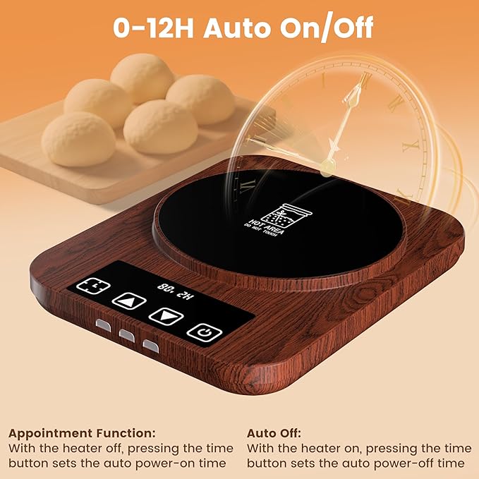 Sourdough Starter Warmer, Precise Thermostat Control (70-100°F) Sourdough Warming Mat for Kitchen, Auto On/Off, 0-12 Hours Timer, Fits Jars Up to 40oz, Perfect for Home Baking