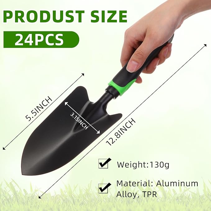 Yaocom 36 Pcs Garden Shovel Aluminum Alloy Heavy Duty Trowel Small Digging Shovels Metal Hand Trowel Spade with Soft Handle for Garden Lawn Yard Planting Tool (Large Shovel,Green)