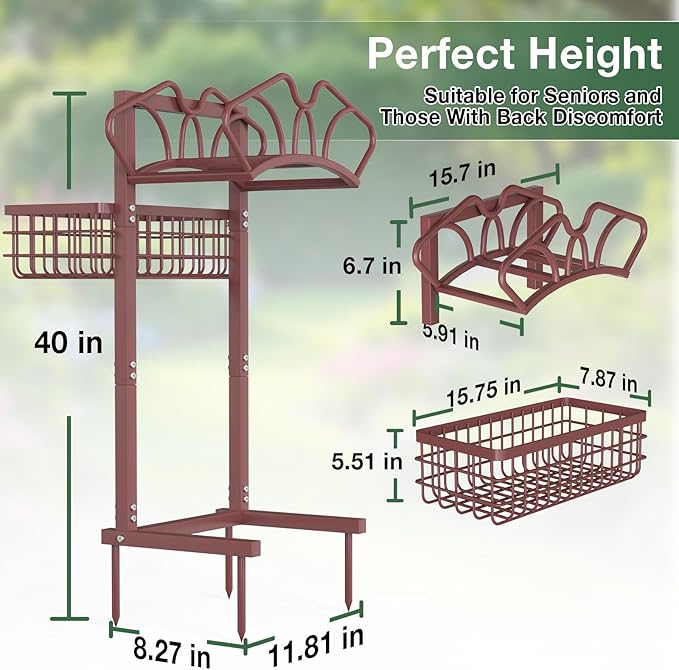Upgraded Garden Hose Holder with Large Basket, Heavy Duty Water Hose Holder Supports 160-ft Hoses, Freestanding Detachable Hose Stand Storage Reel Hanger Rack for Yard Lawn Farm, Bronze