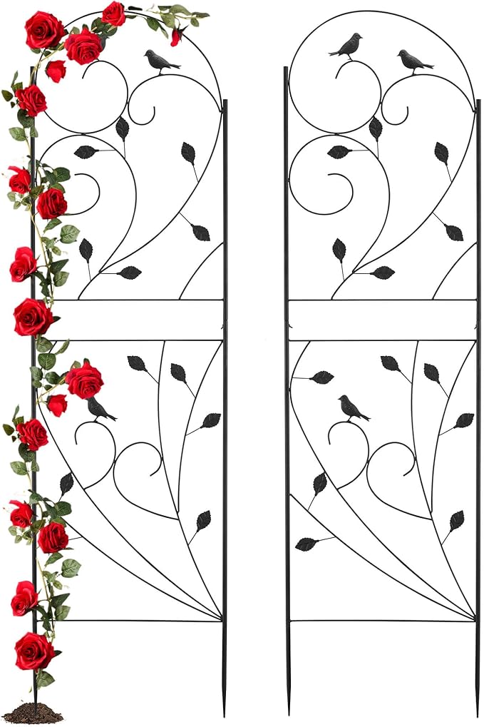 Garden Trellis for Climbing Plants, 71" H x 20" W, 2 Pack Heavy-Duty Metal Garden Trellis, Black Coated Rustproof Trellis for Plants Outdoor, Roses, Ivy, Flowers, and Vines