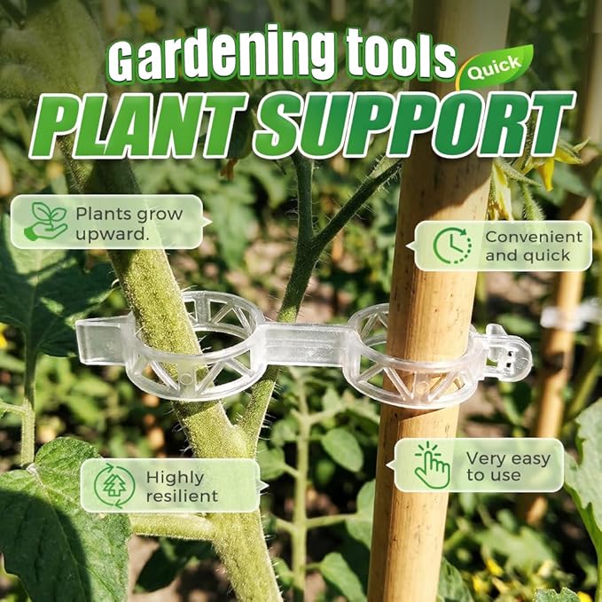 300Pcs Tomato Clips, 2026 New Plant Clips for Climbing Plants, Plant Support Clips, Grape Vine Tomato Vine Vegetables Plants Garden Support Clips to Grow Upright (300)