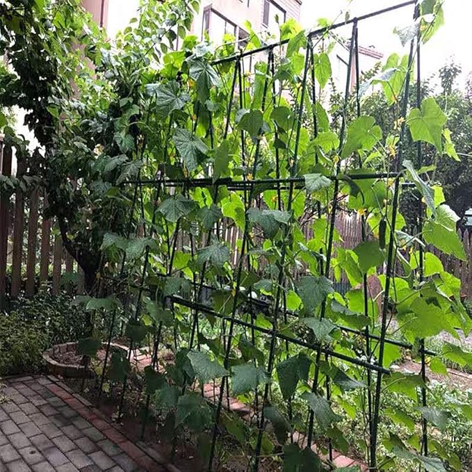 Sturdy Metal Garden Plant Stakes 4 Ft Plastic Coated Steel Plant Sticks,Pack of 25
