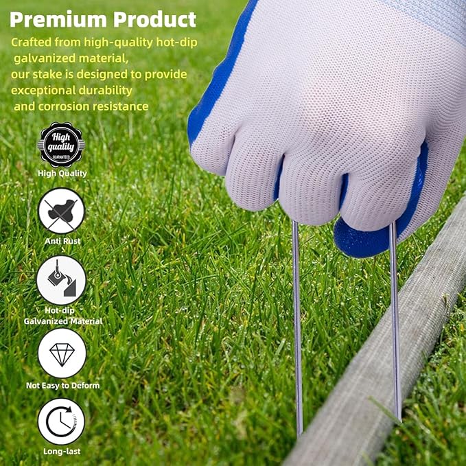 Galvanized U-Shaped Garden Stakes, 6 Inch 100 Pcs Landscape Staples, Ground Stakes, for Decoration Weed Barrier Fabric, Irrigation Tubing, Holding Fence, Tarpaulin (100, 6 INCH)