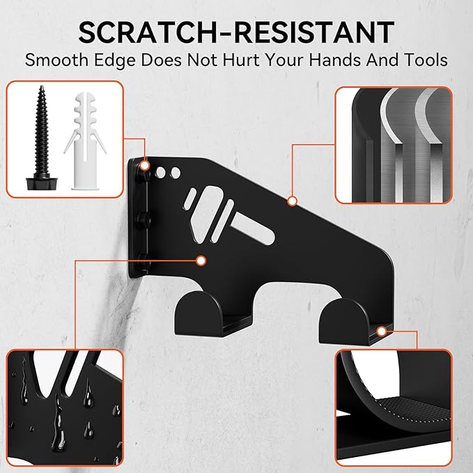 Chainsaw Hanger Wall Mount - Heavy Duty Chainsaw Holder for Garage Organization, Storage Shed Organizer, Chainsaw Rack with Protective Pad, Garage Tools, 2 Pack