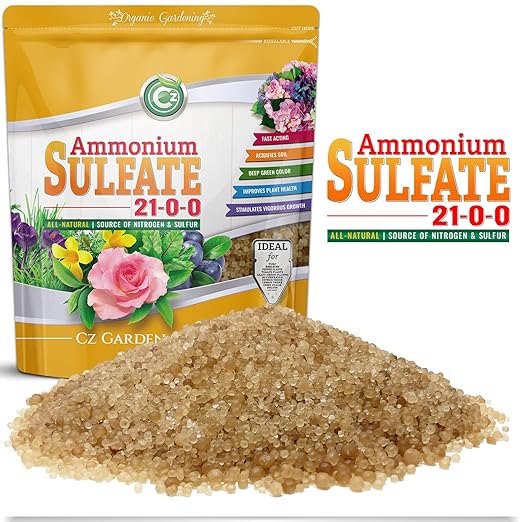 Ammonium Sulfate Fertilizer AMS 21-0-0 +24% Sulfur - Made in USA Plant Food for Fruit, Vegetables, Acid Loving Plants Soil Acidifier to Lower pH in Alkaline Soil