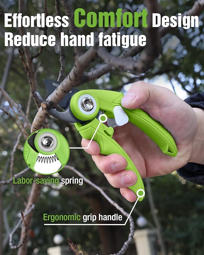 WORKPRO 2 Pack Garden Pruning Shears, 6.9" Bypass & Straight Shears, Premium Gardening Clippers for Flowers, Plants, and Fruit Trimming, Green