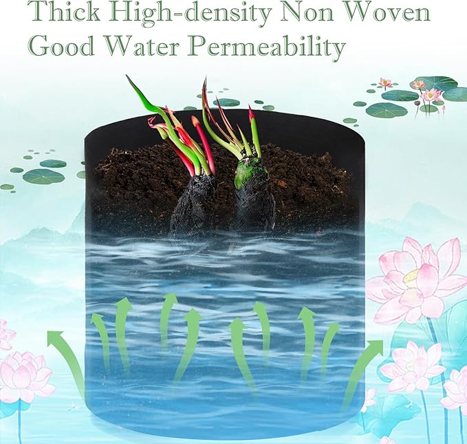 12Pcs Lily Plant Pots for Pond, Aquatic Pond Planter for Pond Durable Breathe Reusable Fabric Plant Bags for Aquatic Plants, Potato, Carrot, Onion, Flower (1 Gallon)