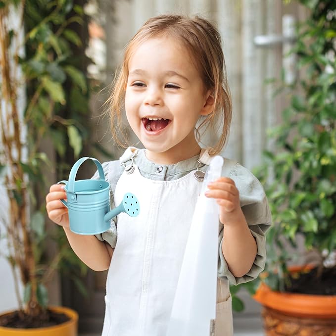 Cabilock 5.9 Inch Kids Tin Watering can Metal Sprinkler Kettle Lightweight for Indoor Outdoor Gardening Easy Grip