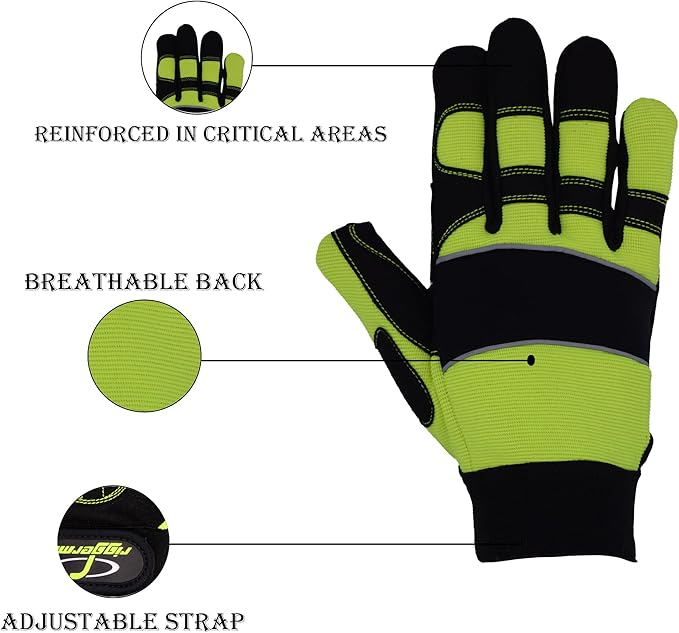 Men’s Heavy Duty Work Gloves Utility Mechanic Working Touchscreen Anti-Slip Palm & Knuckle Protection Safety Gloves